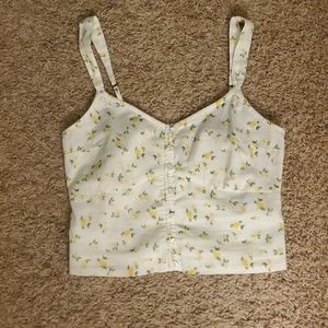 White floral A&F cropped tank